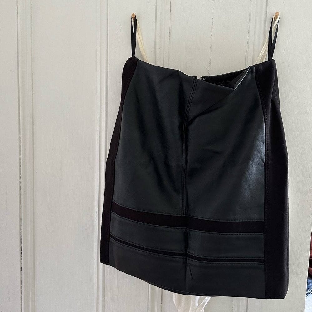 genuine leather black mini skirt